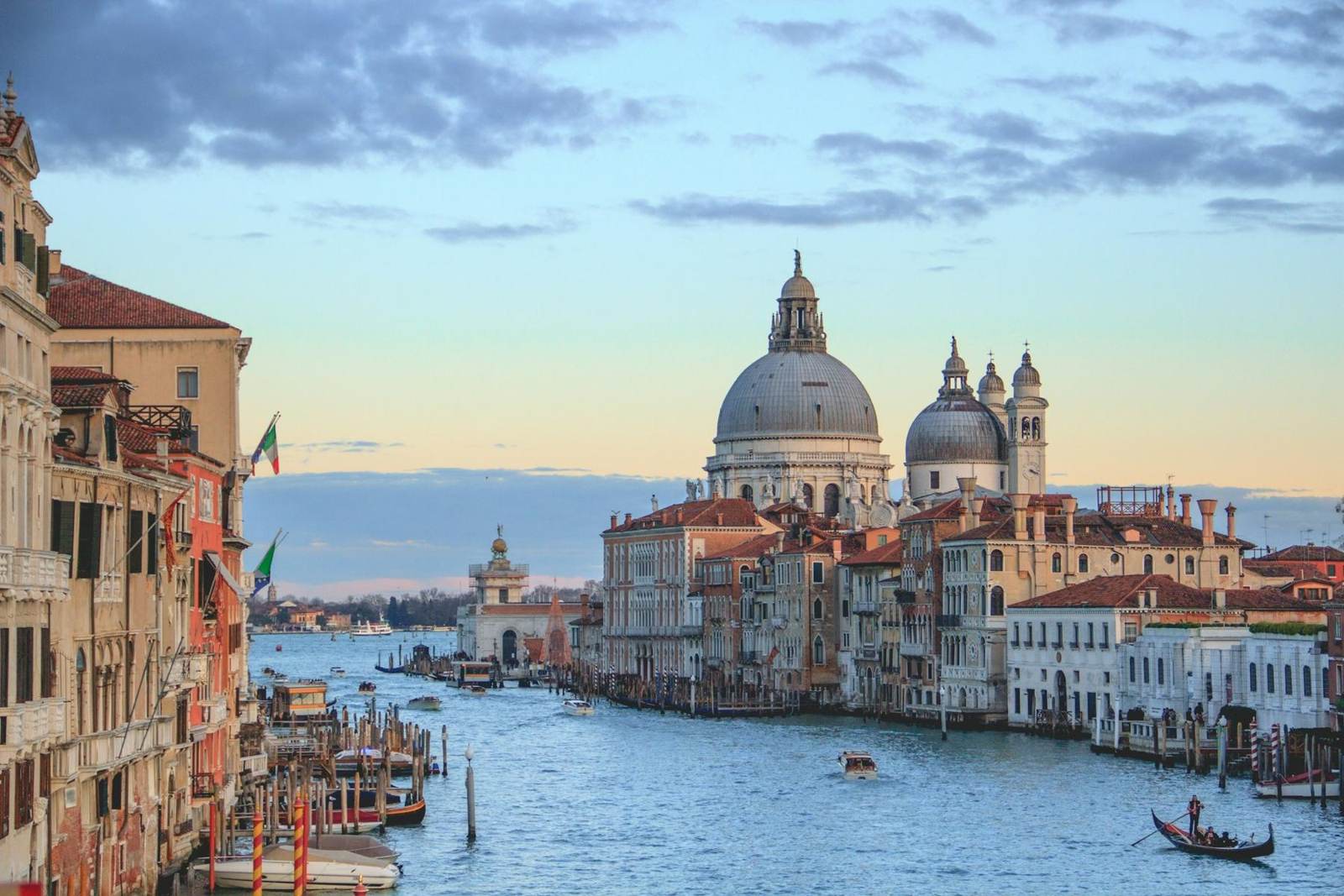 View over the Grand Canal in Venice at golden hour